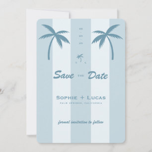 Retro Palmboom Monogram Tropisch Strand Bruiloft Save The Date