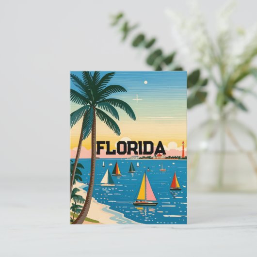 retro  palmboom Nederland Briefkaart (Staand voorkant)