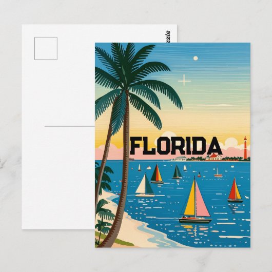 retro  palmboom Nederland Briefkaart (Voorkant / Achterkant)