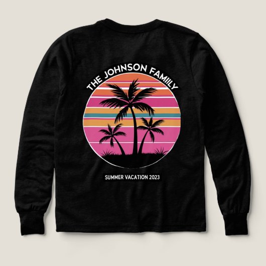 Retro Palmboom Zonsondergang - Gezinsvakantie 2023 (Achterkant)