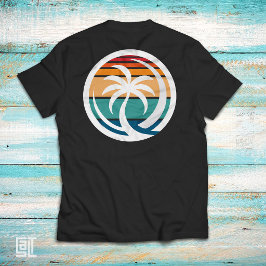 Retro palmboom zonsondergang golf tropisch kuststr t-shirt