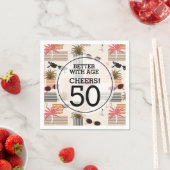 Retro Palms Flamingos Birthday Party Servet (Insitu)