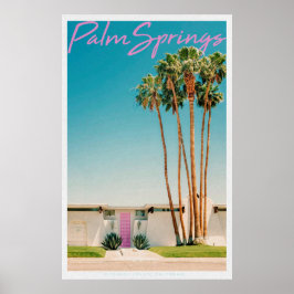 Retro Palmspuitromen Roze deur Poster