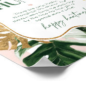 Retro palmstrand roze ringjacht vrijgezellenfeest poster (Hoek)