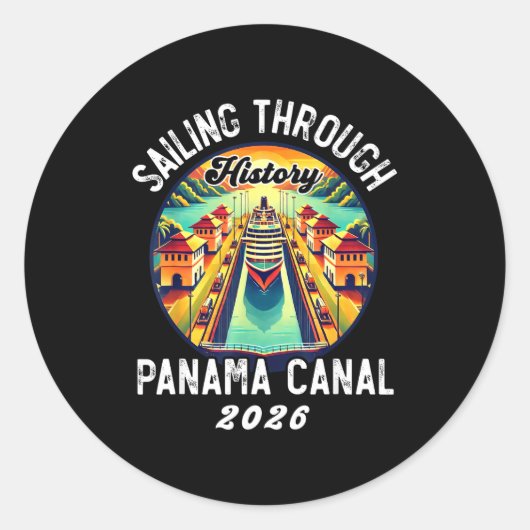 Retro Panama C Panama Waterway Sailing Cruising 20 Ronde Sticker (Voorkant)