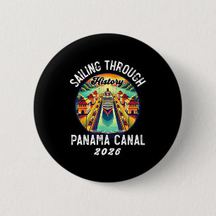 Retro Panama C Panama Waterweg Zeilen Cruisen 20 Ronde Button 5,7 Cm