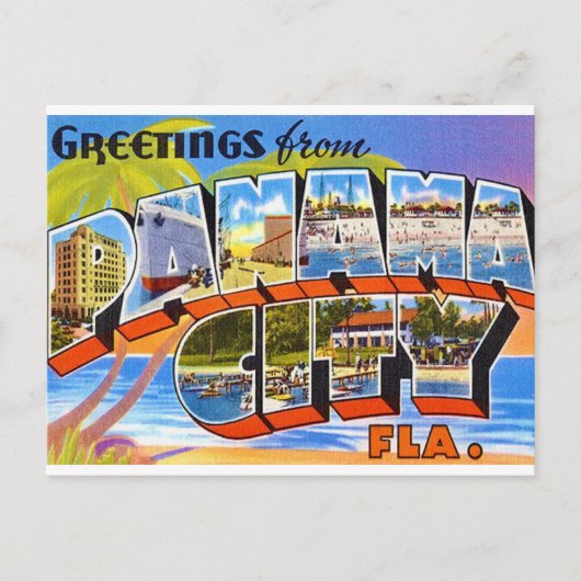 Retro Panama City Florida Briefkaart (Voorkant)
