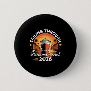Retro panamakanaal 2026 panama waterweg zeilen ronde button 5,7 cm