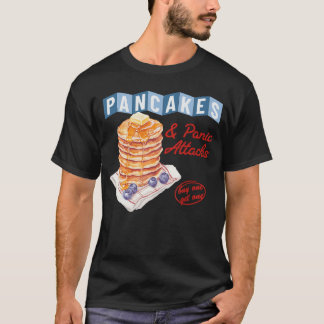 Retro Pancakes And Panic Attacks Funny Breakfast W T-shirt