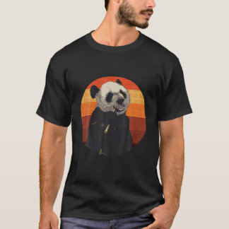 Retro Panda Black T-shirt in  stijl voor Panda's
