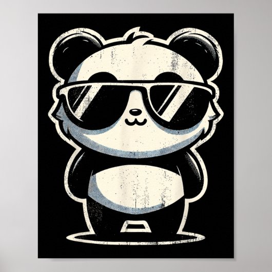 Retro Panda in Sungles BBQ Pool Party Funny Panda Poster (Voorkant)