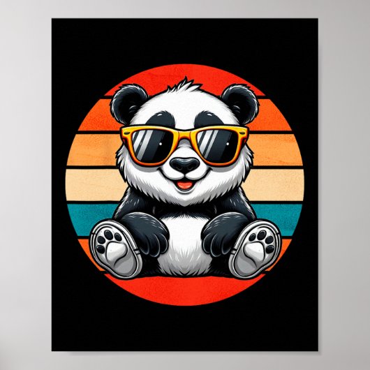 Retro Panda in Sungles BBQ Pool Party Funny Panda Poster (Voorkant)