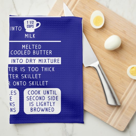 Retro  Pannenkoekenrecept Navy Blauw Wit Theedoek (Quarter Fold)