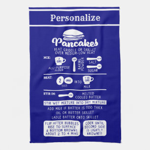 Retro  Pannenkoekenrecept Navy Blauw Wit Theedoek