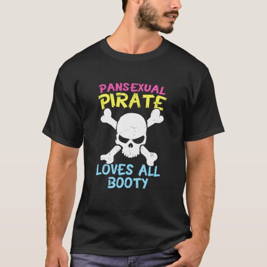 Retro Pansexual Pirate houdt van alle Booty Cute L T-shirt (Voorkant)