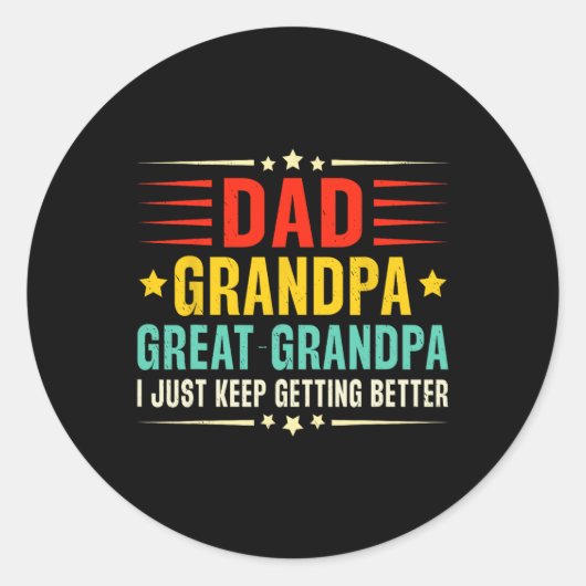 Retro Pap Opa Grote Opa Cool Vader Ronde Sticker (Voorkant)