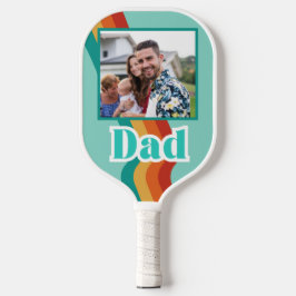 Retro Papa aangepaste foto, blauwgroen blauw met s Pickleball Paddle