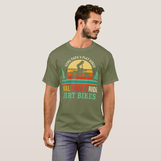 Retro Papa Dirt Bike Gift Dad Dirtbike Gifts T-shirt (Voorkant volledig)