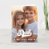 Retro papa we houden van je foto harten vaders dag feestdagen kaart (Voorkant)