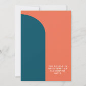 Retro Papaja en Pauwblauw Foto Koppel Bruisfeest Kaart (Achterkant)