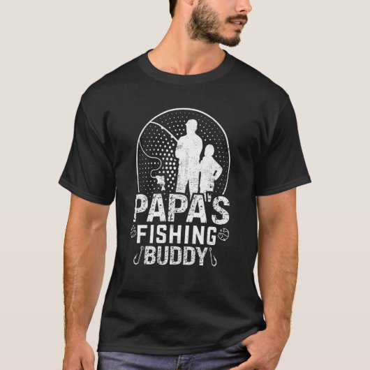 Retro Papa's Fishing Buddy  Fishing 1 T-shirt (Voorkant)