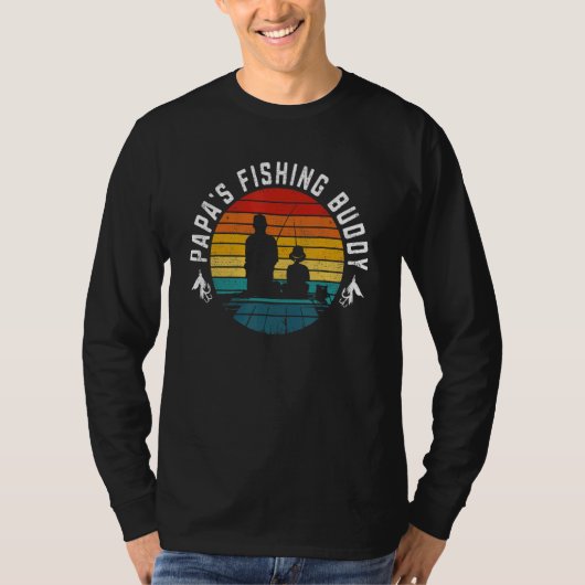 Retro Papa's Fishing Buddy  Fishing 2 T-shirt (Voorkant)