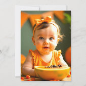 Retro Papaya 1e verjaardagsfeest foto uitnodiging (Achterkant)