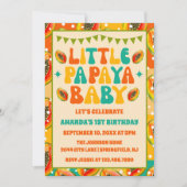 Retro Papaya 1e verjaardagsfeest uitnodiging (Voorkant)