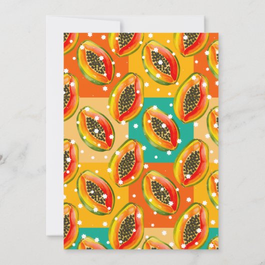 Retro Papaya 1e verjaardagsfeest uitnodiging (Achterkant)