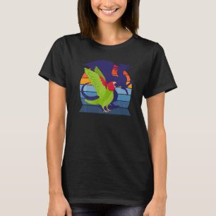 Retro papegaai I Draak I Schreeuwende Rood gemaske T-shirt