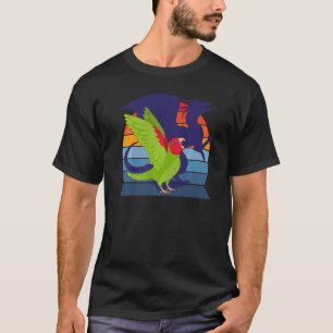 Retro papegaai I Draak I Schreeuwende Rood gemaske T-shirt