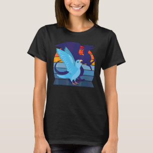 Retro Papegaai I Vleugeldraak I Schreeuwende Blauw T-shirt