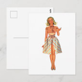 Retro Papieren Pop Lady Briefkaart (Voorkant / Achterkant)