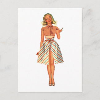 Retro Papieren Pop Lady Briefkaart