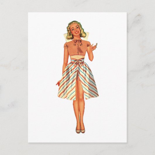 Retro Papieren Pop Lady Briefkaart (Voorkant)