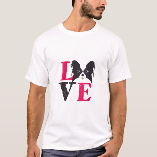 Retro Papillion Love Cute Funny Dog Lover T-shirt (Voorkant)