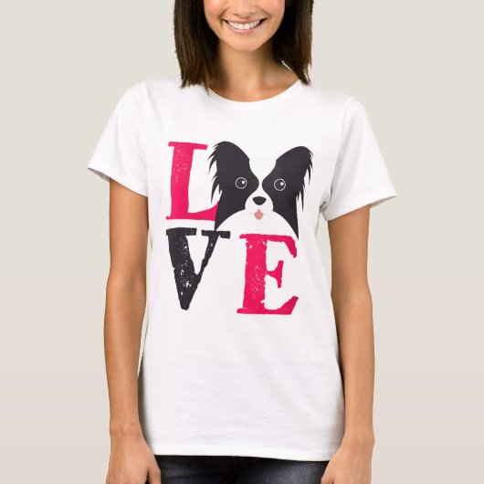  Retro Papillion Love Cute Funny Dog Lover T-shirt (Voorkant)