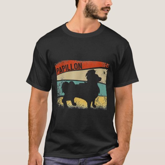 Retro Papillon Dog T-shirt (Voorkant)