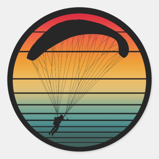  retro parachute ronde sticker (Voorkant)