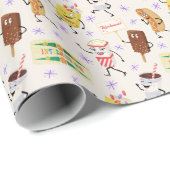 Retro Parading Snacks Laten we allemaal gaan naar  Cadeaupapier (Rol Hoek)