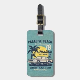 Retro Paradise Beach Party Klassieker Autoposter Bagagelabel