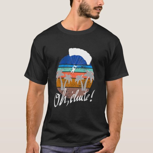 Retro Paraglider die over de bergen van T-shirt (Voorkant)