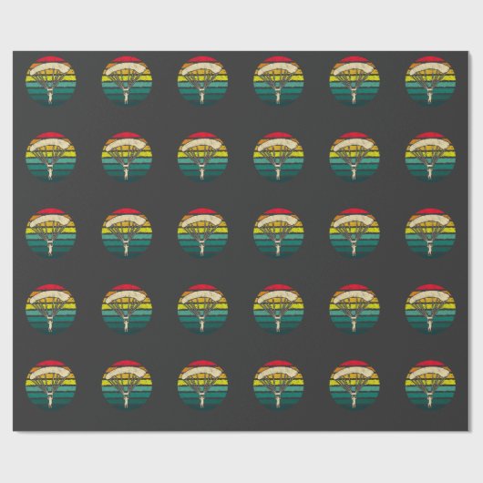 Retro  Paraglider Skydiver Parachute Sports Cadeaupapier (Vlak)