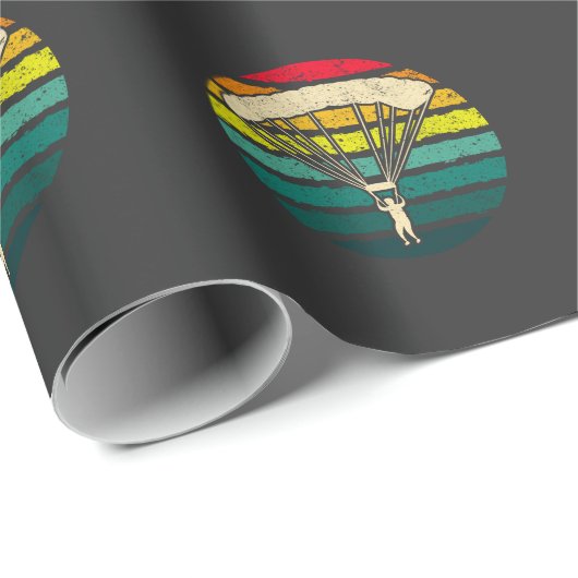 Retro  Paraglider Skydiver Parachute Sports Cadeaupapier (Rol Hoek)