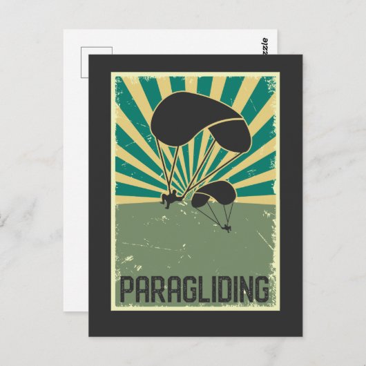 Retro Paragliding op basis van kunst die de hobbyP Briefkaart (Voorkant / Achterkant)