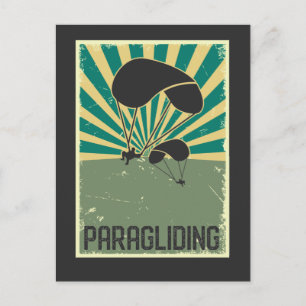 Retro Paragliding op basis van kunst die de hobbyP Briefkaart