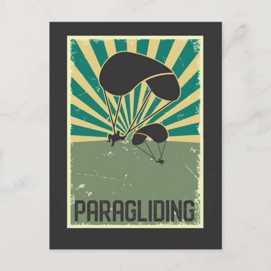 Retro Paragliding op basis van kunst die de hobbyP Briefkaart (Voorkant)
