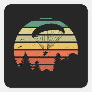 Retro Paragliding - Sunset Gift Vierkante Sticker