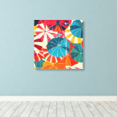 Retro Paraplu Regenachtige Dag Pop Art Canvas Afdruk (Insitu (Houten vloer))