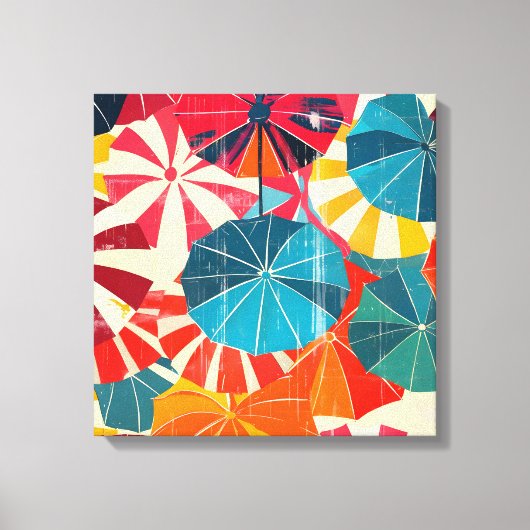 Retro Paraplu Regenachtige Dag Pop Art Canvas Afdruk (Voorkant)